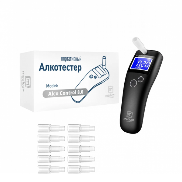 Алкотестер Medica+ Alco Control 8.0 + Комплект мундштуків, 40 шт MD-50222 фото