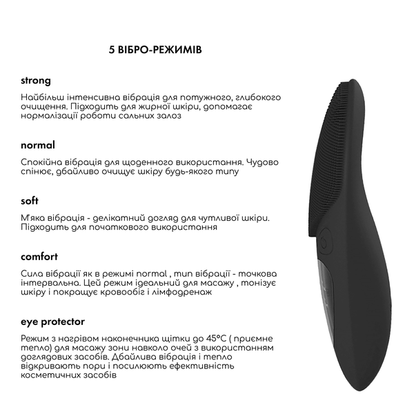Масажер-щітка для обличчя Medica+ SilkonBrush 8.0 Black MD-60084 фото
