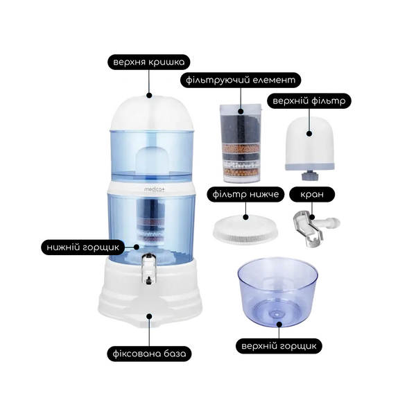 Фільтр для води 14 л Medica+ FreshWater 10X White MD-60004 фото