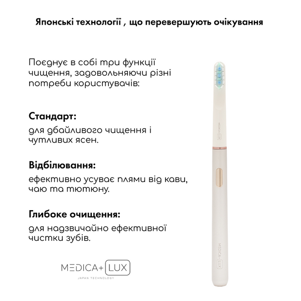 Відбілювальна звукова зубна щітка Medica+ Lux 10ХN Aluminum Portable Silver MD-50997 фото