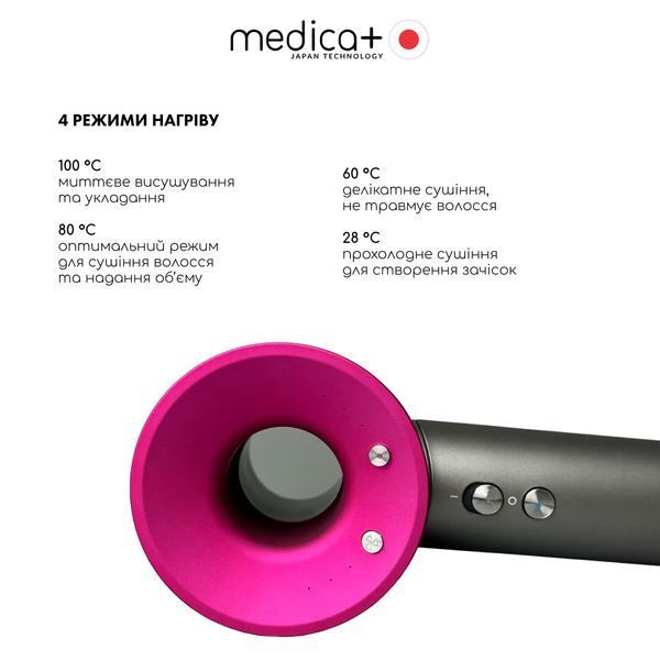 Професійний фен для волосся Hair Pro з 5 насадками та кейсом Fuchsia MD-60262 фото