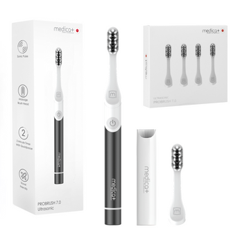 Звукова зубна щітка Medica+ ProBrush 7.0 Compact Black + Насадки, 4 шт MD-60055 фото