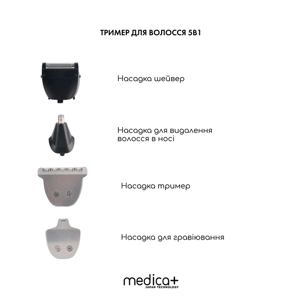 Машинка для стрижки волосся 5в1 Medica+ HairCut 5х MD-60074 фото