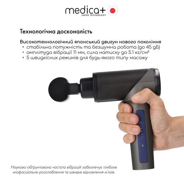 Перкусійний ручний масажер для тіла і м'язів Medica+ MassHand Pro 5.0 MD-50139 фото