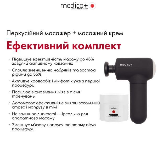 Перкусійний масажер для тіла і м'язів Medica+ MassHand Pro 4.0 Black MD-50236 фото